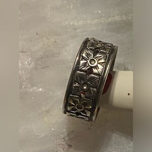 Vintage Intricate Sterling Silver Flower Ring #7847